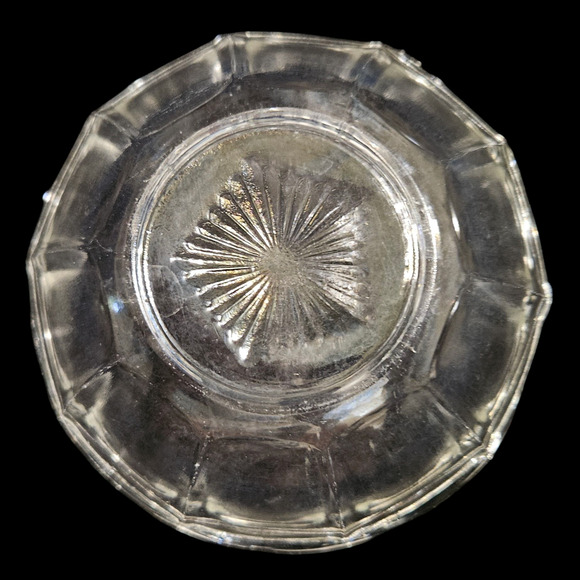 Set of 3 Vintage Clear Pressed Glass Dessert Bowl Scalloped Starburst Base 4.25" - Picture 3 of 5